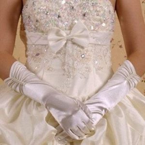 Armbågslånga Pärl Satin Handskar